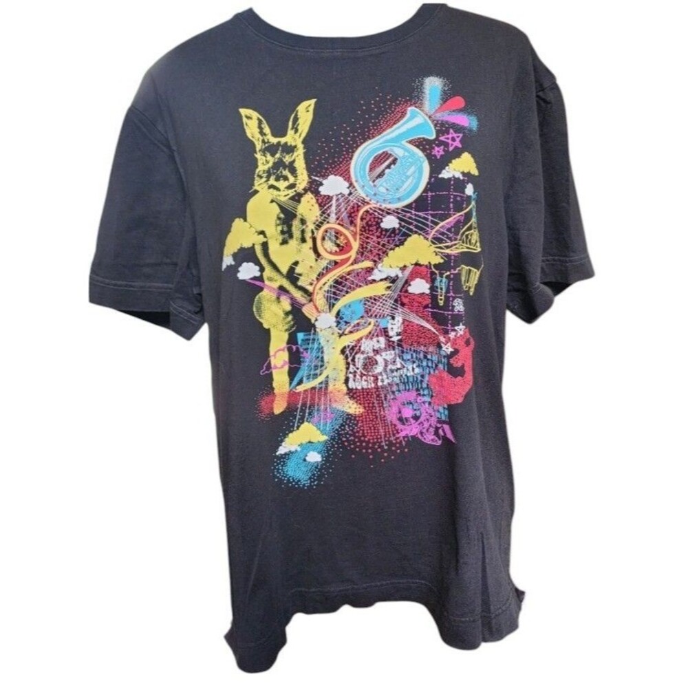Robert Graham Psychedelic Rabbit Black T-shirt Size Large